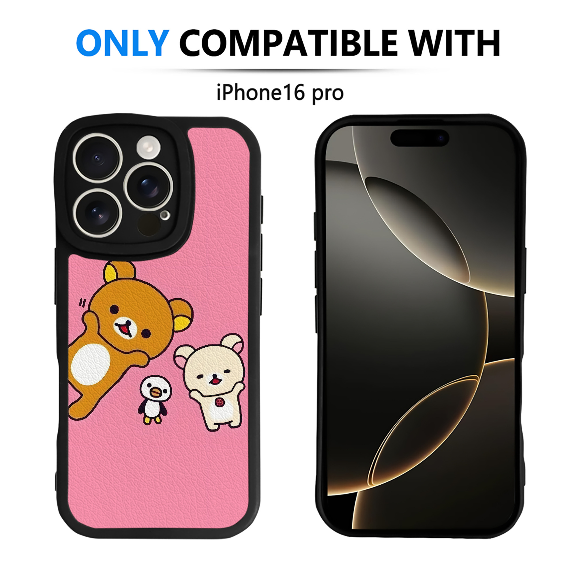 （画像用） リラックマ リラックマ キイロイトリ Rilakkuma Korilakkuma Kiiroitori 【iPhone 16シリーズ対応】シリコンスマホケース（レザー調） 材質：シリコン